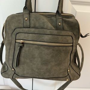 Green handbag with crossbody strap